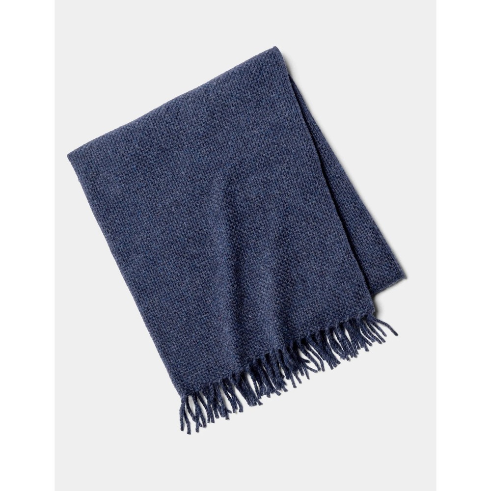 Cozy Earth Lucia Throw Alpaca Wool Indigo 50"x60" Fringed Textured Blanket NWT